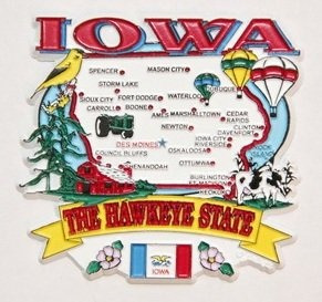 Elementos Del Estado De Iowa Mapa Nevera Imán De Colección D