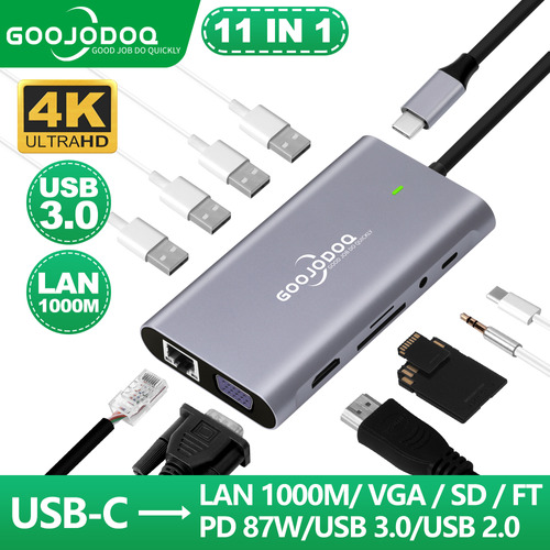 Adaptador Hub 11em1 Goojodoq Usb-c 3.0 iPad Macbook Pc Dell