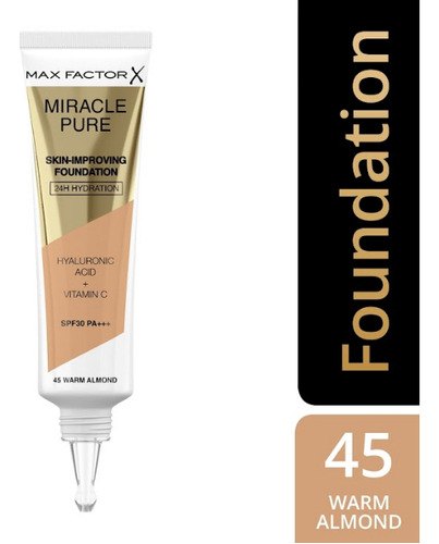 Max Factor Miracle Pure Cure Foundation Spf30 Tono 45 Warm Almond 30 Ml