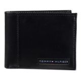 Cartera Tommy Hilfiger Para Hombre, Piel, Pliegue Fino, Negr