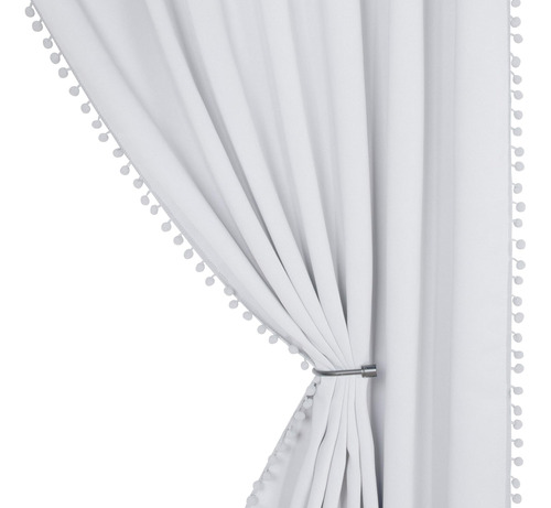 Lordtex Cortinas Opacas Con Pompones Para Dormitorio, 42 X 6