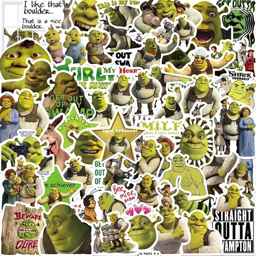 Set 50 Stickers Shrek Fiona Burro Película Pegatinas Ogro