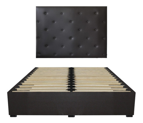 Cama Recamara Base Box Cabecera Toscan Chocolate Matrimonial