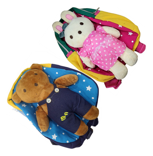 Mochila Infantil Con Muñeco Escolar Guarda Cosas Jardin