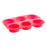 Forma Para 6 Cupcakes Silicone Vermelha - 1un - Mimo Style Cor Vermelho