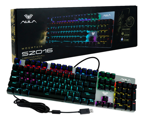 Teclado Mecánico Gamer Con Luces Rgb Aula S2016 Qwerty Alámbrico Switch Para Pc O Laptop