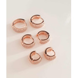 Conjunto Brinco Banhado Ouro Rose Trio Kit 3 Pares