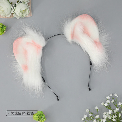 Cosplay Diademas De Orejas De Gato Hechas A Mano Color Rosa