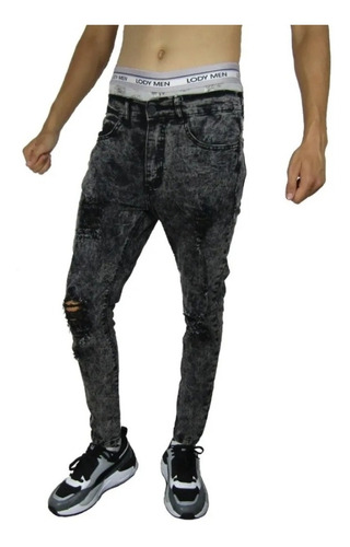 Pantalon De Jean Hombre Moda Chupin Gastado Roto Ynsignya 