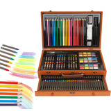 Kit De Dibujo Profesional 142 Pzas Colores Estuche En Madera