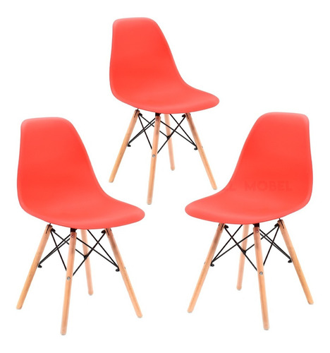 Set De 3 Sillas Eames Modernas Elegantes De Colores Hogar