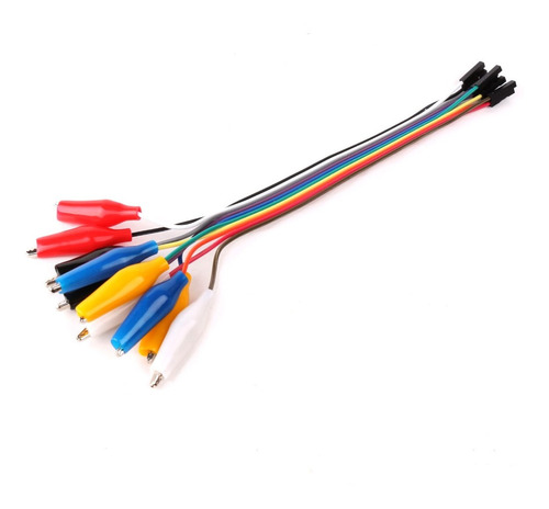 Kit 10 Cables Dupont Hembra A Ficha Cocodrilo 20cm Emakers