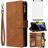 Funda Cartera Para Samsung Galaxy Note 9 Cafe Piel Sintetica