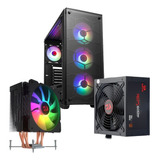 Combo Gabinete Negro Abanicos Rgb, Fuente 600w, Cooler Aire