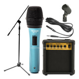 Combo Karaoke Microfono Cable Pie Pipeta Parlante 10w