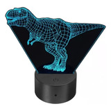 Lampara 3d De Dinosaurio T-rex 7 Colors Tiranosaurio