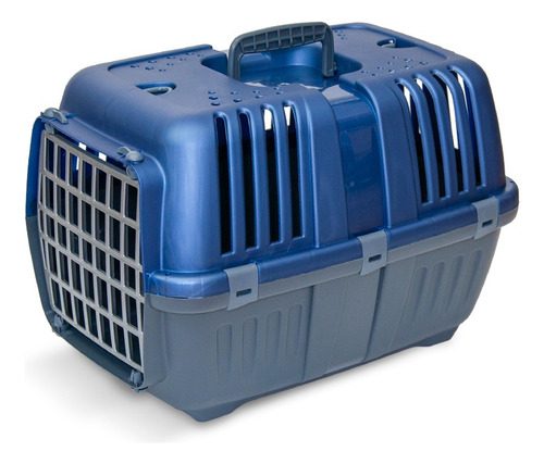 Caja Transportadora De Mascota Chica Art 4076 Color Azul Perlado