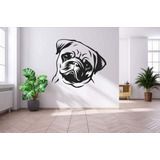 Vinilo Decorativo Vinil Pared Silueta Perrito Pug Mod 2