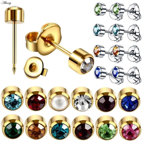 X5 Pares Piercing Para Pistola Perforadora, Piedra D Colores