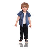 Kit Infantil Bebê Calça Jeans Preta E Camisa Jeans Menino