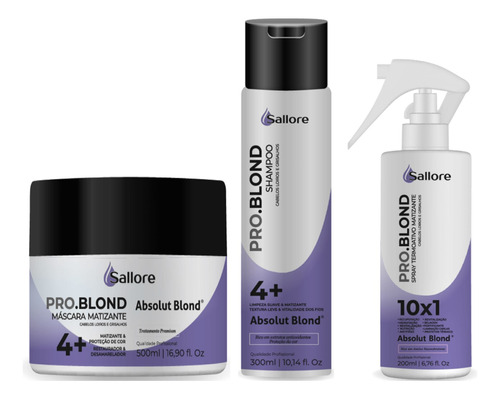 Sallore Pro.blond Absolute Blond Shampoo E Máscara E Spray