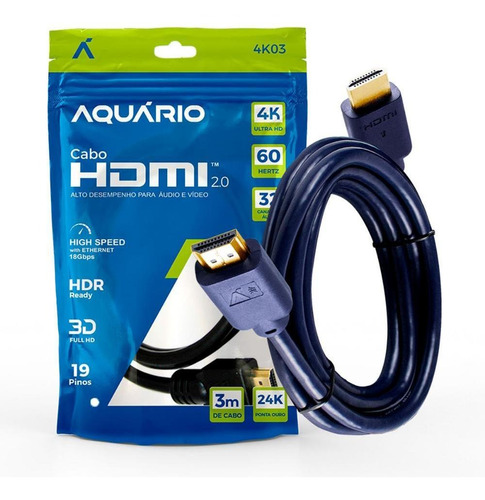 Hdmi 60hz 2.0 4k Com 3 Metros Para Tv Video Game Pc