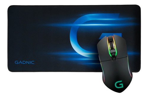 Kit Gamer Mouse Rgb 6 Botones + Mousepad Xl Speed Gadnic