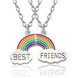 Colar Melhores Amigas Best Friends Amizade Arco Iris Bff Par