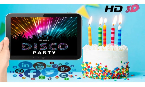 Vídeo Invitación Cumpleaños Disco Retro 80 90s Efectos 3d Hd