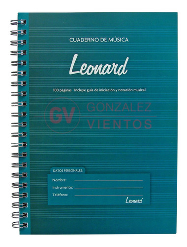 Cuaderno Pentagramado Leonard A4 Espiralado De 50 Hojas