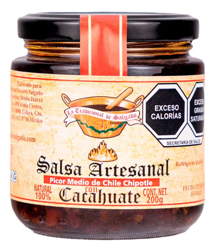 Salsa Artesanal Chile Chipotle Cacahuate 200 G Tradicional