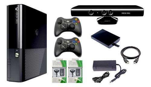 Xbox 360 Ultra Slim 5.0+ Disco 250gb 100j+ Controles+ Kinect