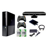 Xbox 360 Ultra Slim 5.0+ Disco 250gb 100j+ Controles+ Kinect