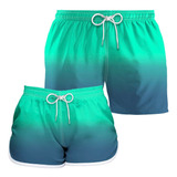 Kit Short Casal Mozão Moda Praia Degrade Meridiano