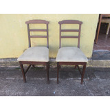 2 Cadeiras De Madeira Usada Antiga De Imbuia Com Estofado