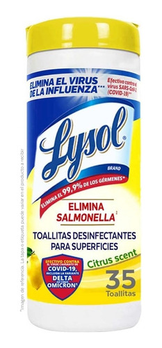 Lysol Toallita Desinfectante Escencia De Limon 35pzs 