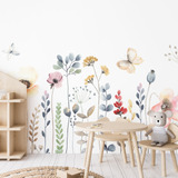 Vinilos Decorativos Mural Infantil Flores Acuarela Mui71