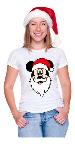 Playera Navidad Mickey Mouse Gorro Santa Barba Familia Feliz