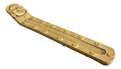 Incensário Régua Buda Dourado Com Strass 24cm