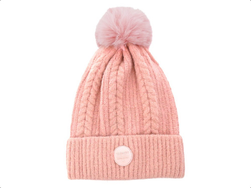 Gorro Trenza Lana Tejido Con Pompon Urbano Paseo Mujer Niñas