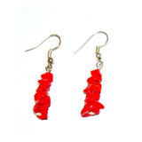 2 Aretes Piedra Original Coral Rojo  Chip