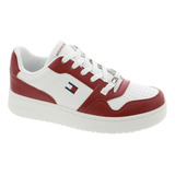 Tenis Tommy Twigye Blanco Con Rojo Para Dama 