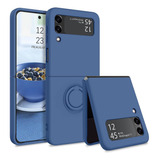 Funda Con Anillo Para Samsung Galaxy Z Flip 3 2021 - Azul