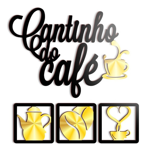 Kit Quadros Cantinho Do Café 4 Peças Decoração Gourmet