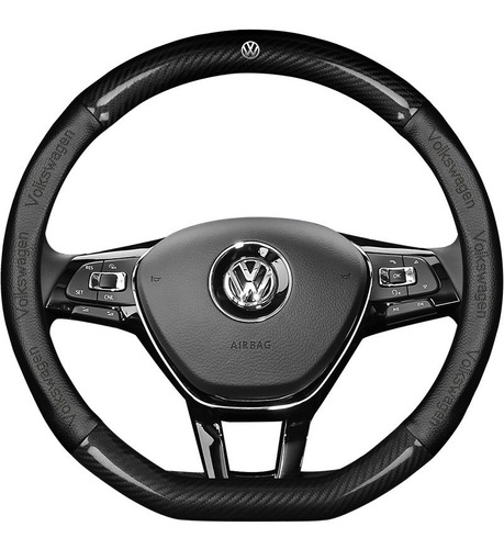 Funda De Volante De Fibra De Carbono De 38cm Para Volkswagen