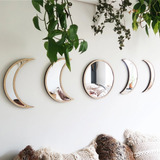 Nordic Style Wooden Moon Phase Decorative Mirror Mirro1