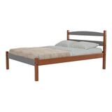 Cama Doble De Madera Delta Acacia/gris