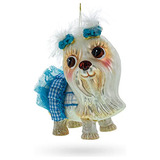 Yorkshire Terrier Encantador Atuendo Azul Adorno De Vid...