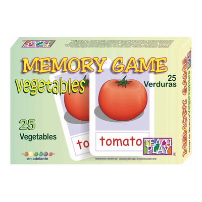 Juego De Memoria Verduras En Inglés Teach Play | 50 Tarjetas Didácticas | Juego Educativo Para Niños | Ideal Para Maestro De Inglés En Clase O En Casa | Memory Game Vegetables | MercadoLibre