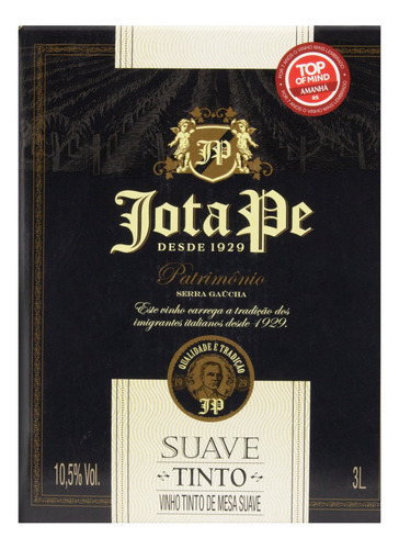 Vinho Brasileiro Tinto Suave Jota Pe Serra Gaúcha Bag In Box 3l